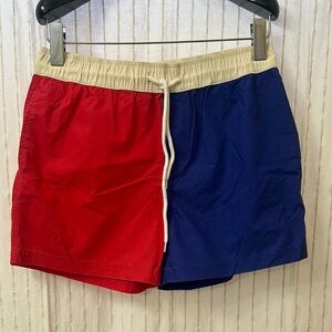 Colorblock Red and Blue Men's Swim Shorts